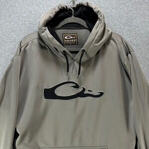 Drake Waterfowl Hoodie Pullover Mens XL Gray Performance Fleece Hunting Outdoor